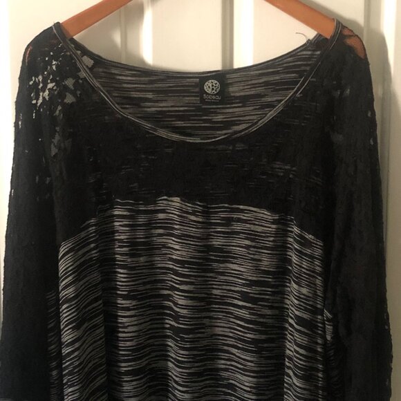 Women's Plus Size 2X Bobeau Stripe Tunic Lace Sleeves - Picture 3 of 10